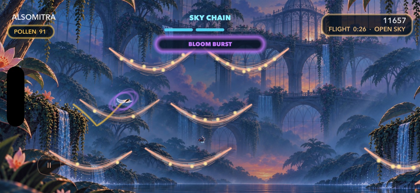 Mitra launching upward in a violet Bloom Burst