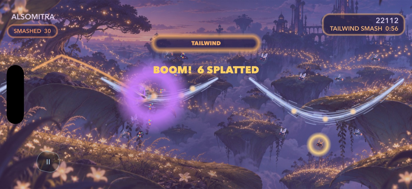 A Bloom Bomb exploding among a swarm in Tailwind Smash