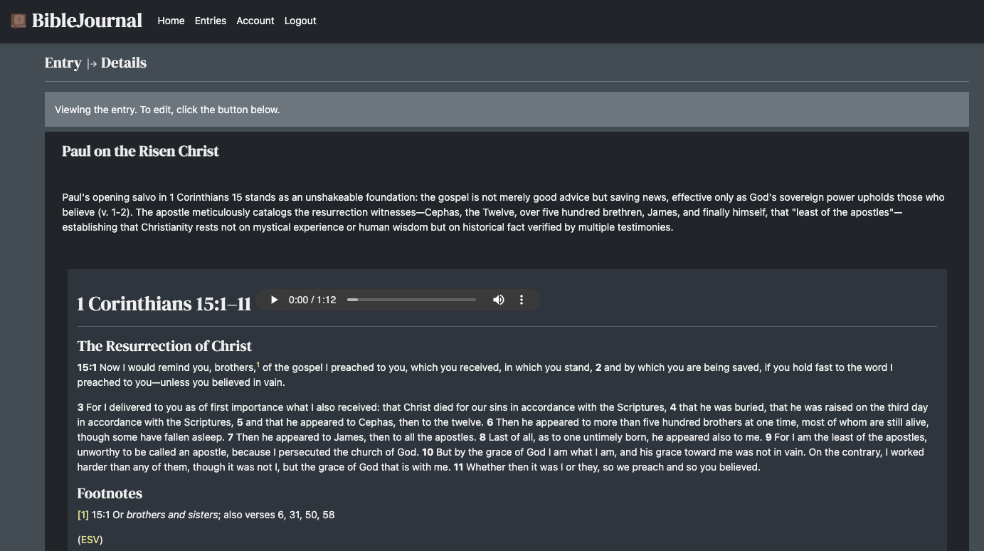 BibleJournal Application Screenshot 1