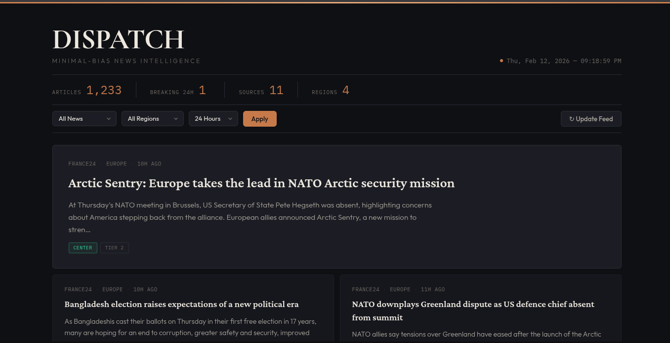 Minimal-Bias News Dashboard